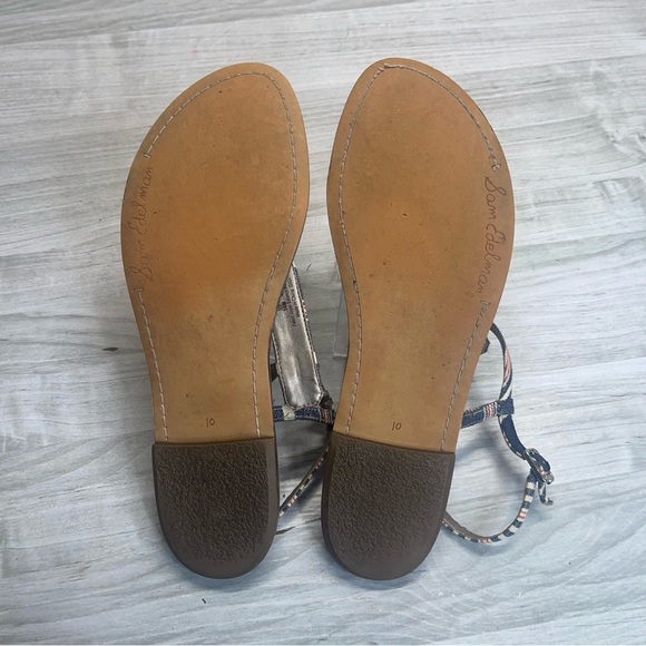 Sam Edelman Gigi Thong Sling Back Blue Denim Strappy Flat Sandal Women’s Size 10 - Picture 8 of 11